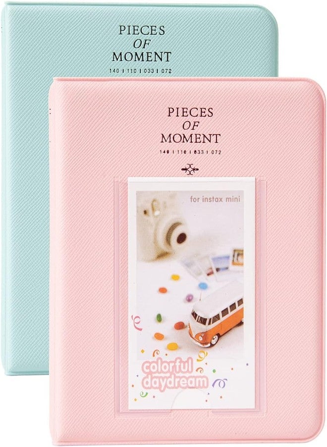 Zenko 2-Pack 64-Pockets Photo Album for Fujifilm Instax Mini 11 Mini12 7s 8 8+ 9 25 50s 70 90, 5 x 7.6 cm Mini Photo Album Compatible with Camera, Photo Book, Name Card Holder (Pink & Blue) - Image 1